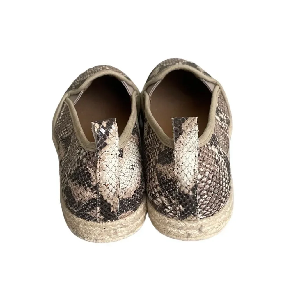 CLARKS Collection Slip On Espadrilles Shoes Snake Print Tan Brown 8.5